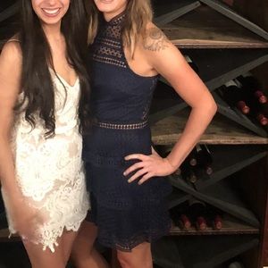 Pretty Little Thing Navy Crochet Cut Out Dress